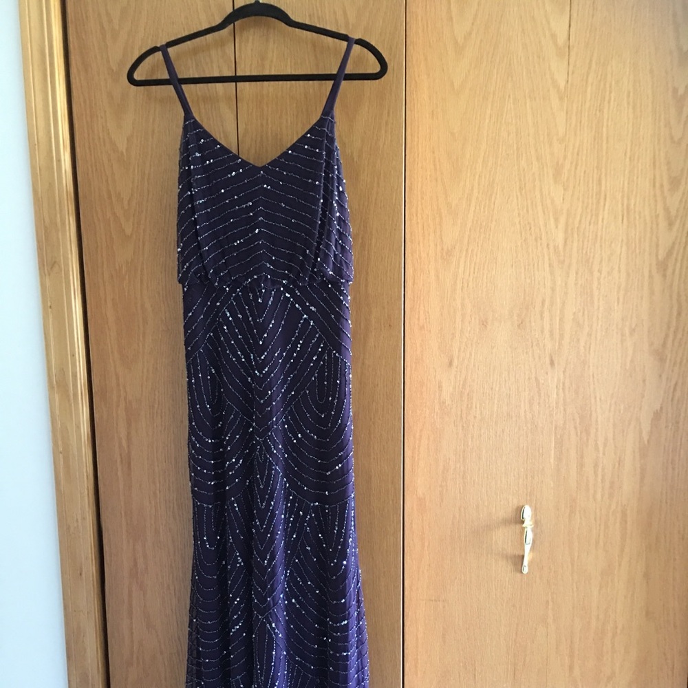 Sz 6 - Adrianna Pappell beaded purple dress